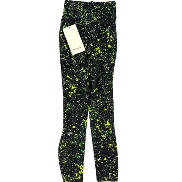 Lululemon Base Pace High Rise Tight 25" | Sparks Fly (Black/Green) Size 2 - Picture 4 of 14
